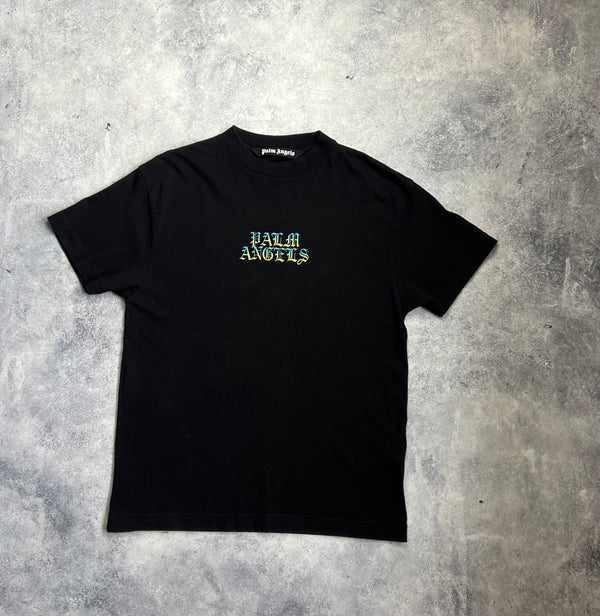 Palm angels black gothic logo print tee