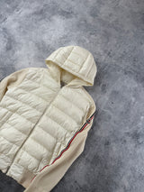 Moncler cream hooded down cardigan jacket