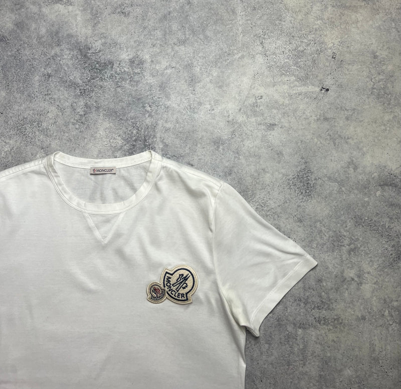 Moncler white double logo tee