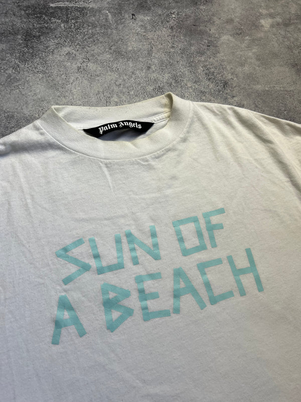 Palm angels white sun of a beach graphic tee