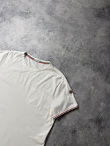 Moncler white arm logo tee