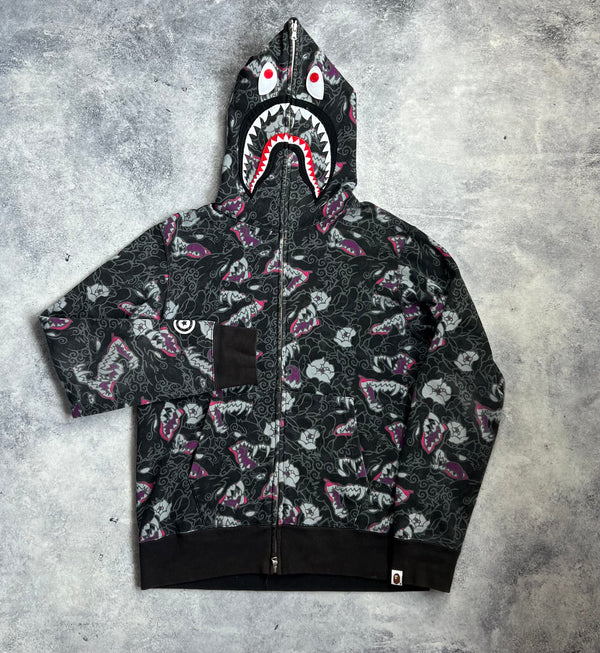 Bape Japanese tattoo camo shark full zip hoodie