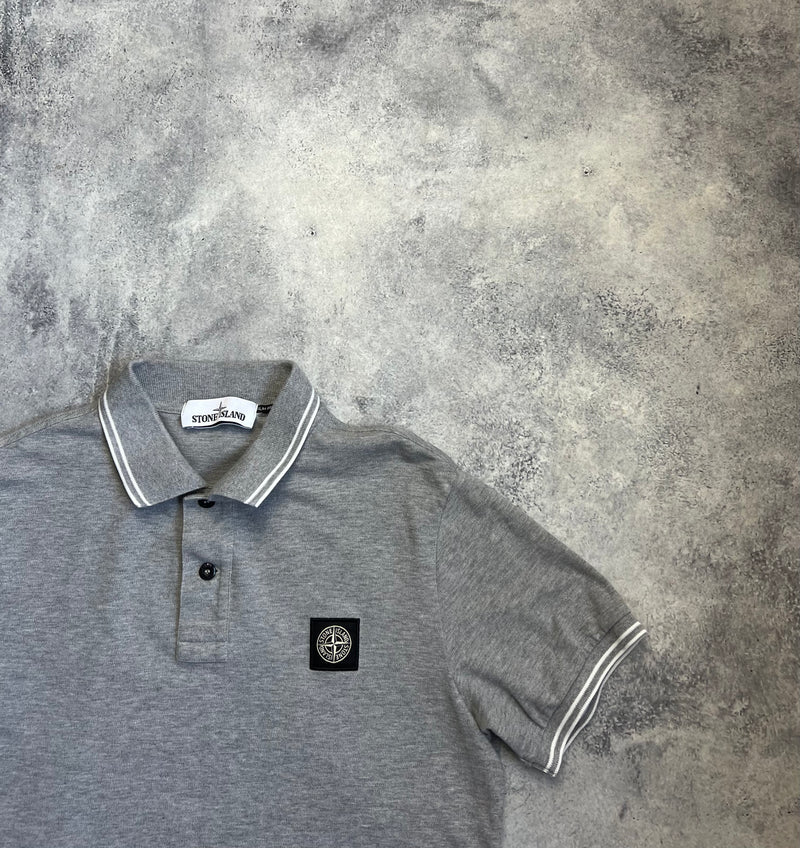 Stone island grey polo shirt