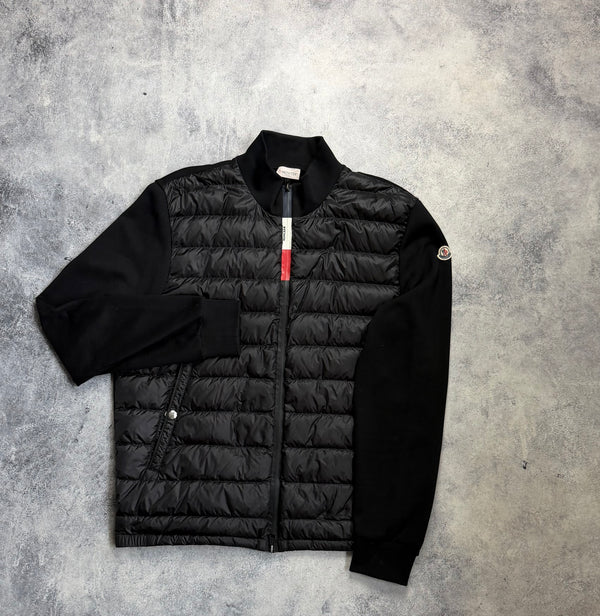 Moncler black zip up nylon cardigan