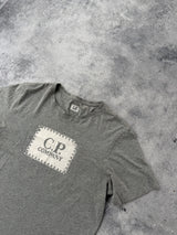 CP company grey block logo graphic tee
