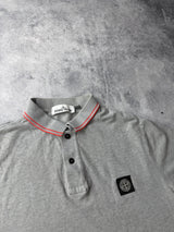 Stone island grey & orange trim polo shirt