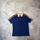 Gucci navy blue stripe polo shirt