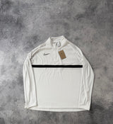 Nike dri-fit white 1/4 zip track top