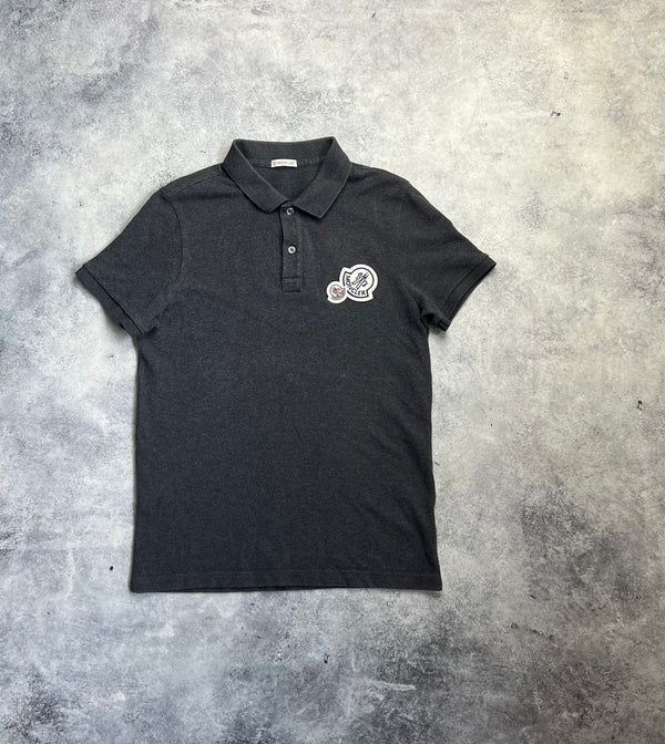 Moncler grey double logo polo shirt