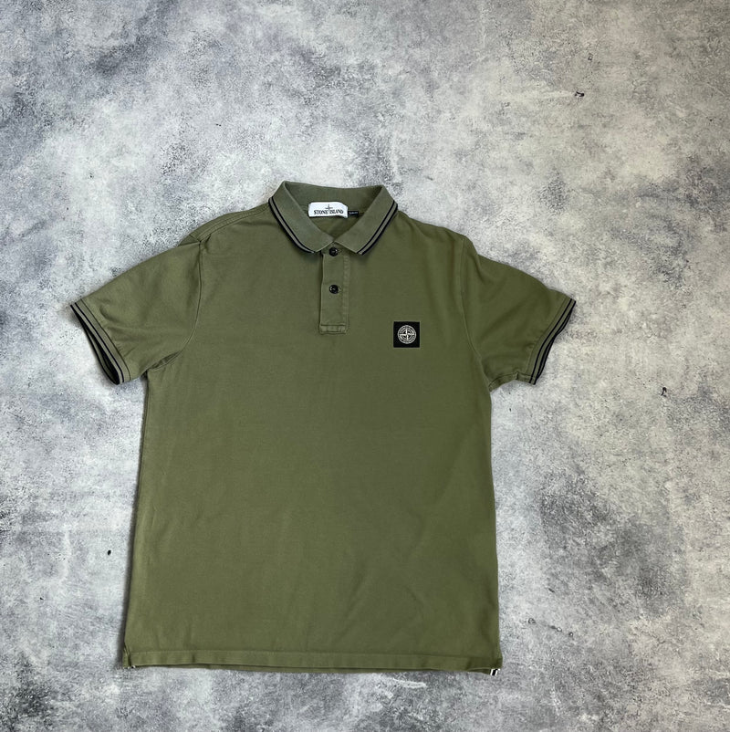 Stone island 2017 khaki green polo shirt