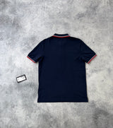 Prada navy polo shirt black badge