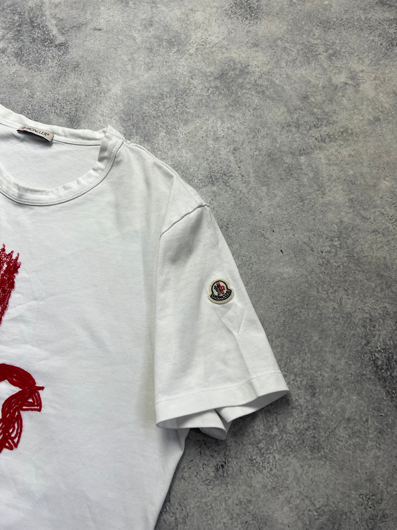 Moncler white stitch logo tee