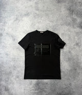 Moncler black graphic tee with arm logo