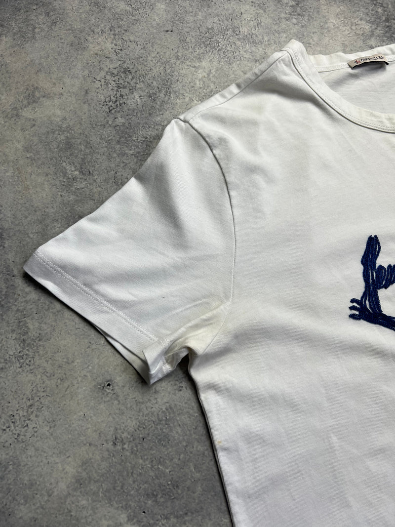 Moncler white stitch logo tee