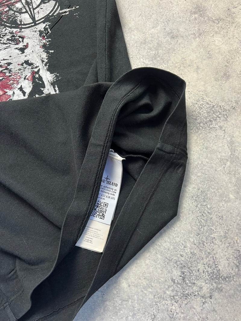 Stone island 2020 black paint stroke graphic tee