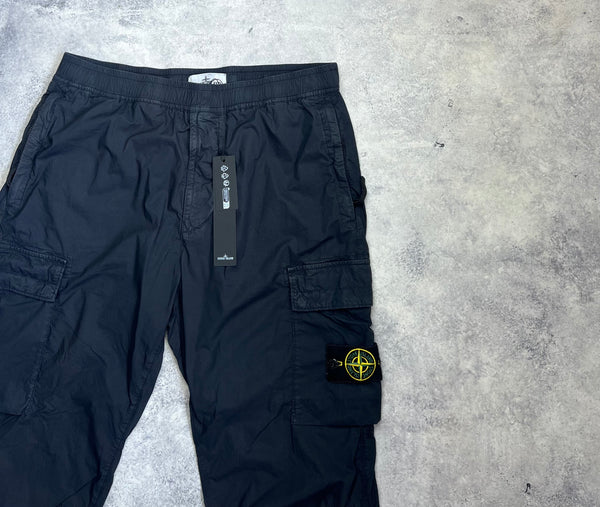 Stone island navy cuffed cargo trousers