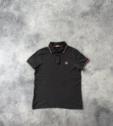 Moncler charcoal grey polo shirt