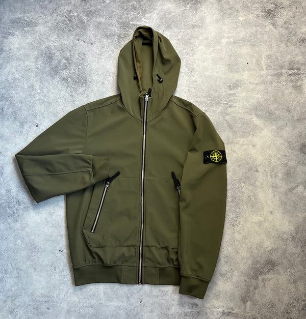 Stone island 2021 khaki light soft shell-r jacket