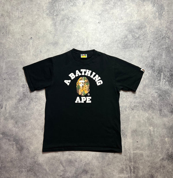 Bape forest camo college logo black tee