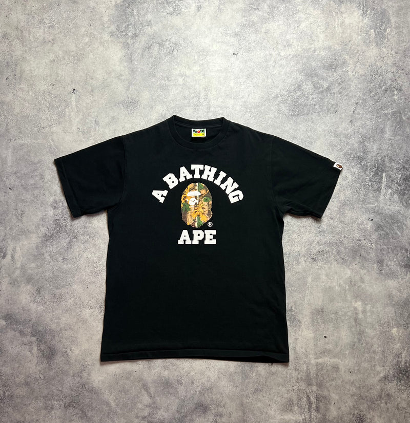 Bape forest camo college logo black tee