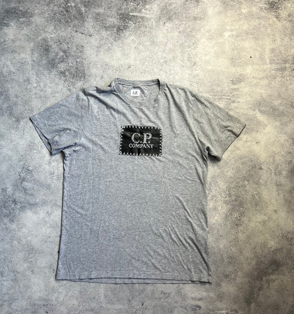 CP company grey block logo tee