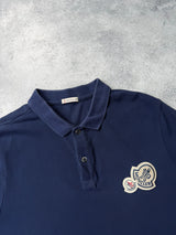 Moncler navy double badge polo shirt
