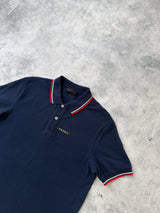 Prada navy polo shirt black badge