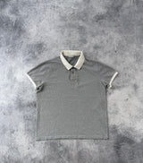 Moncler grey & white trim polo shirt