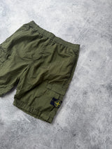 Stone island SS22 khaki green nylon metal cargo shorts