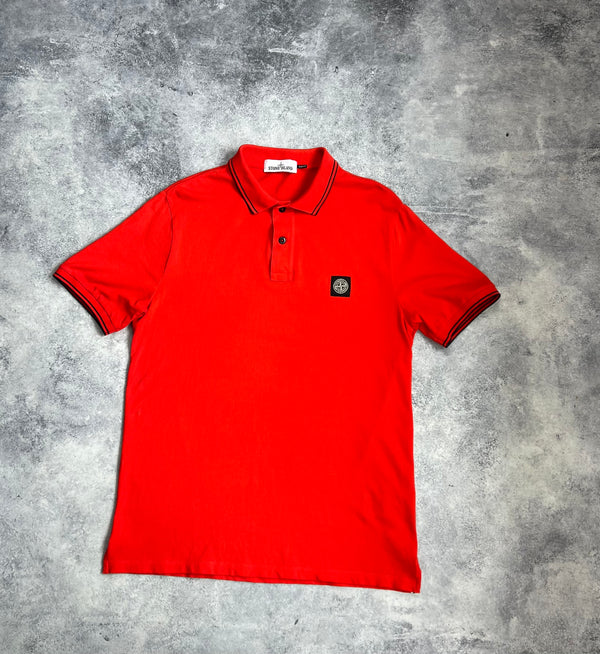 Stone island red polo shirt