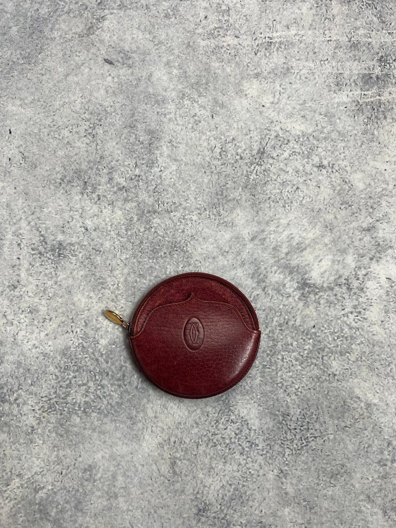 Cartier vintage must de Cartier burgundy round coin purse