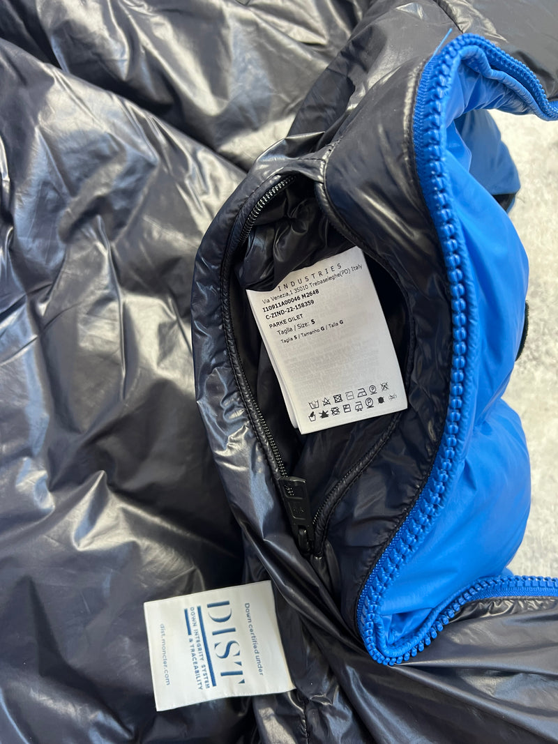 Moncler blue parke quilted shell gilet