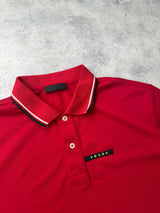 Prada red polo shirt black badge