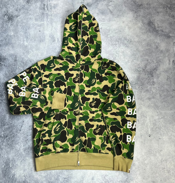 Bape big ABC green camo relaxed full zip hoodie