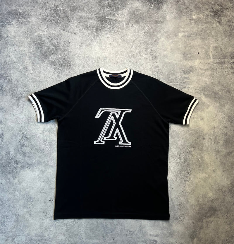 Louis Vuitton black upside down logo tee