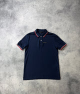 Prada navy polo shirt black badge