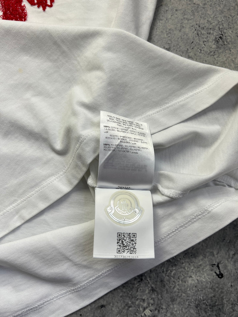 Moncler white stitch logo tee