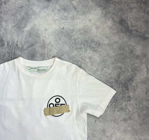 Off-white tape logo white graphic tee