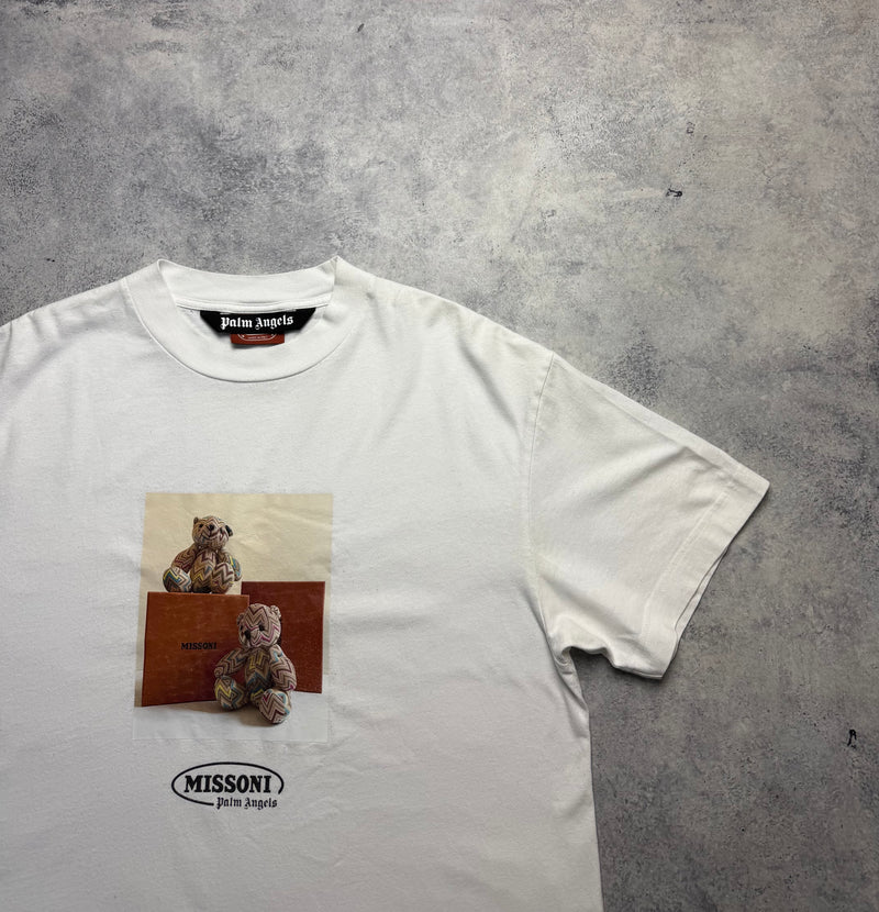 Palm angels x missoni bear white graphic tee