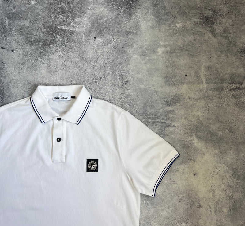 Stone island white polo shirt