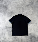 Prada navy polo shirt black badge