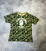 Bape green camo college logo tee
