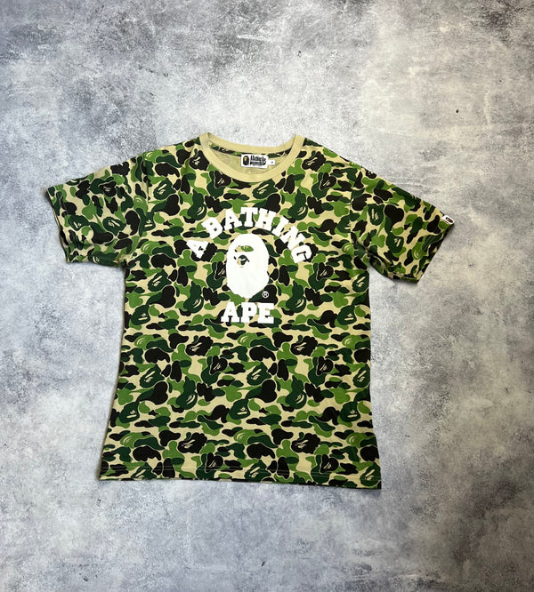 Bape green camo college logo tee