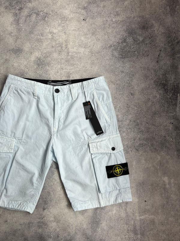 Stone island 2021 baby blue cargo shorts