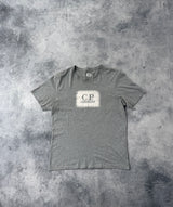CP company grey block logo graphic tee