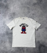 Moncler white graphic print tee with arm logo