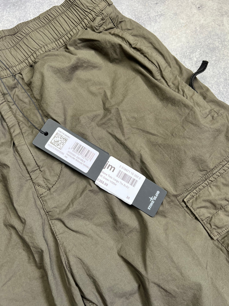 Stone island military green cuffed cargo trousers