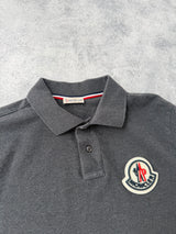 Moncler charcoal grey large logo polo shirt