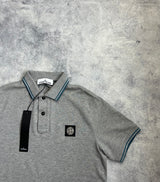 Stone island grey & blue trim polo shirt