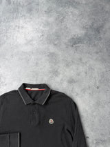 Moncler L/S charcoal grey polo shirt